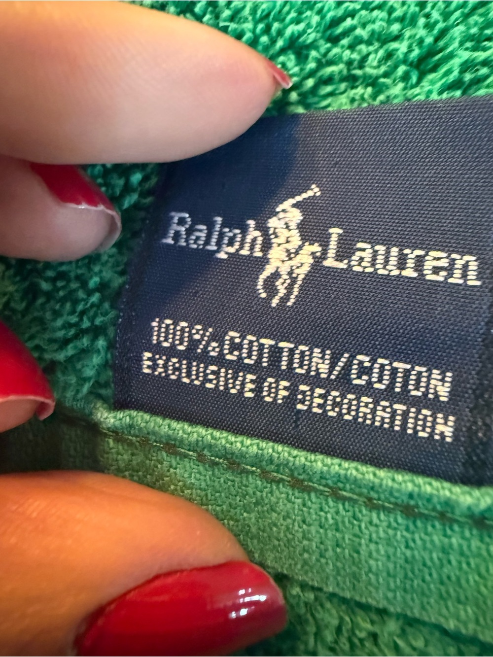 Vtg Ralph Lauren Polo Green Bath Towels Pair Made in USA 100% Cotton RN 14927